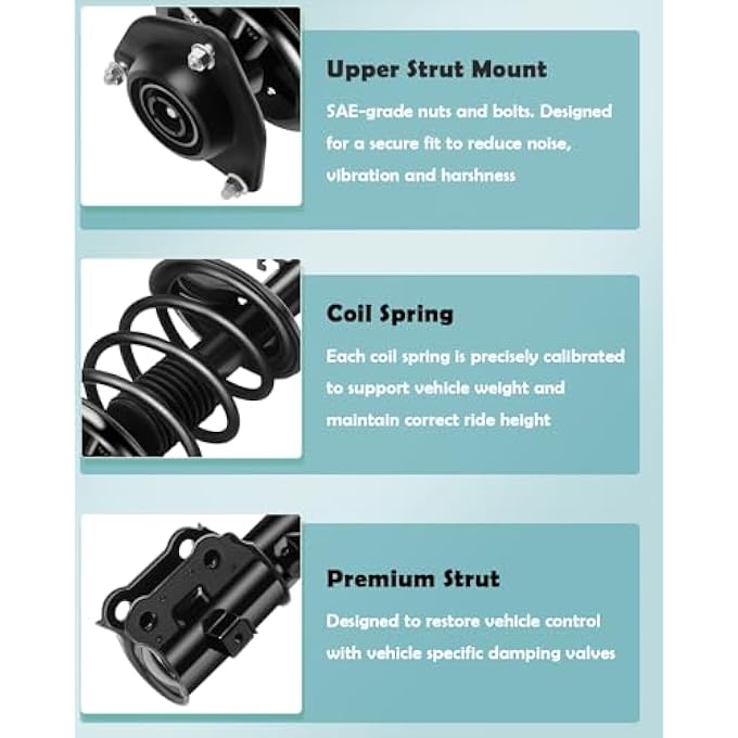 SCITOO Front And Rear Pair Strut  Spring Complete Assembly Compatible With 20042009 For Kia Spectra 2009 For Kia Spectra5 Complete Struts 172302 333492 - Image 5