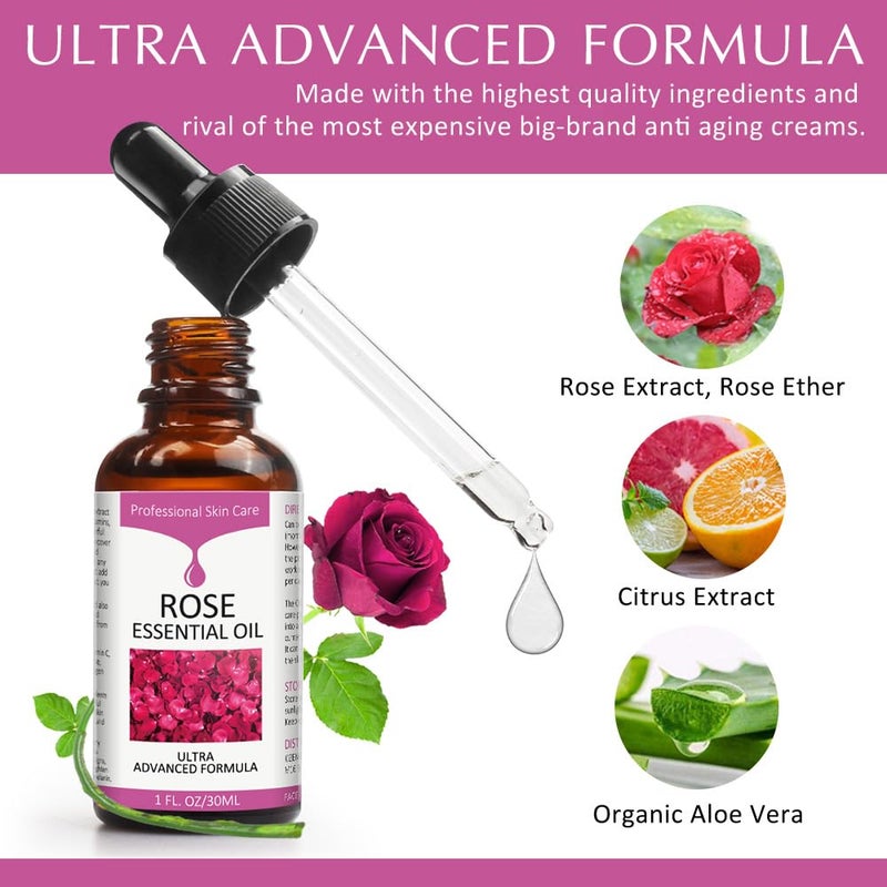 SOLOTREE Rose Essential Oil, Face Moisturizer Oil, Face Essential Oils for Women, Rose Oil for Face, Skin Care, 1 FL.OZ (30ml) - Image 2