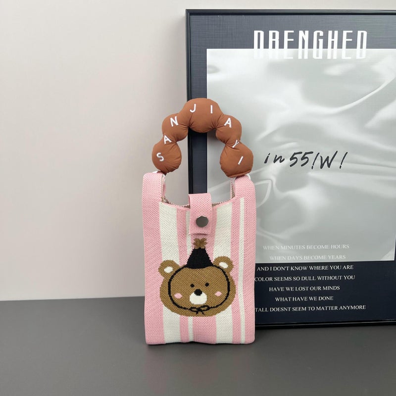 High-End Ins New Mobile Phone Bag Cute Cartoon Knitted Bag Niche Design Trendyy Shoulder Crossbody Shoulder Bag - Image 1