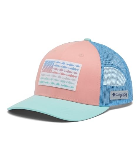 Columbia Womens PFG Fish Flag Snap Back SorbetWhite CapGLF StreamFish Flag One Size - Image 1