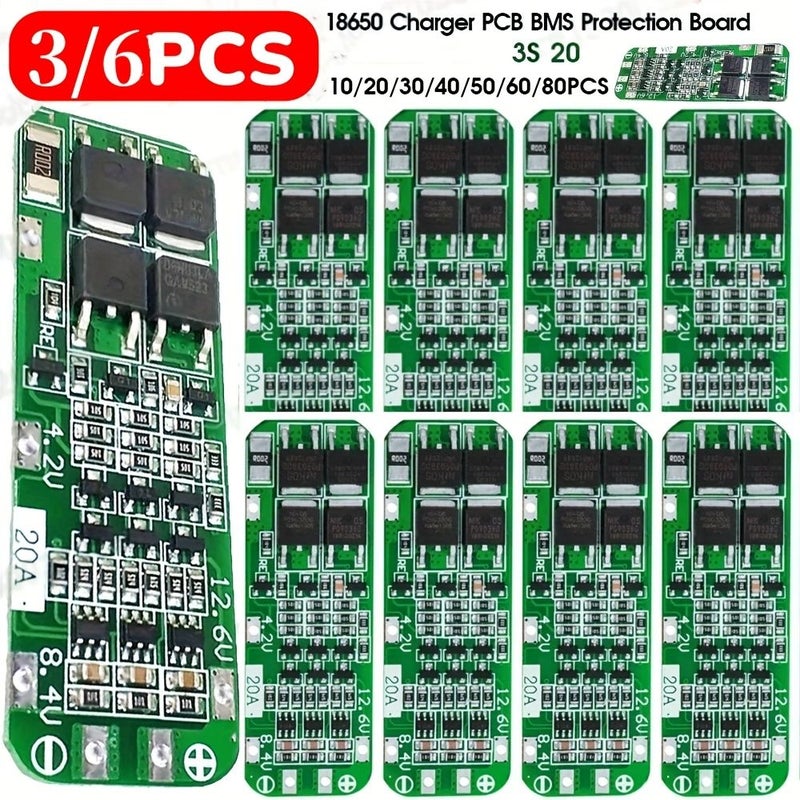 6 قطع لوحة حماية بطارية ليثيوم 3S 20A 18650 شاحن PCB BMS 12.6 فولت مع استرداد تلقائي لبطارية ليثيوم أيون للحفارة - Image 5