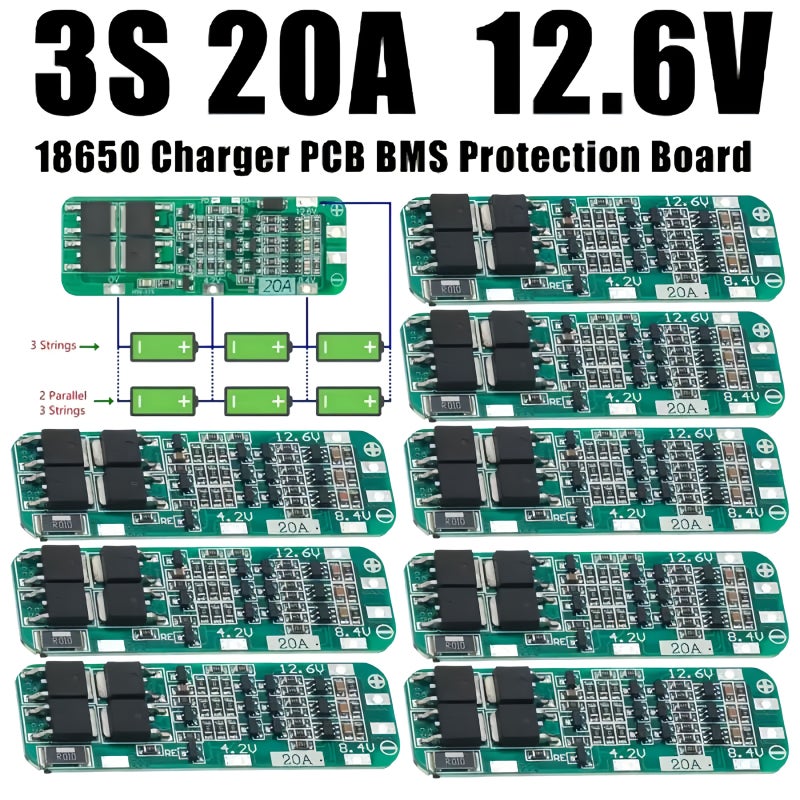 6 قطع لوحة حماية بطارية ليثيوم 3S 20A 18650 شاحن PCB BMS 12.6 فولت مع استرداد تلقائي لبطارية ليثيوم أيون للحفارة - Image 4