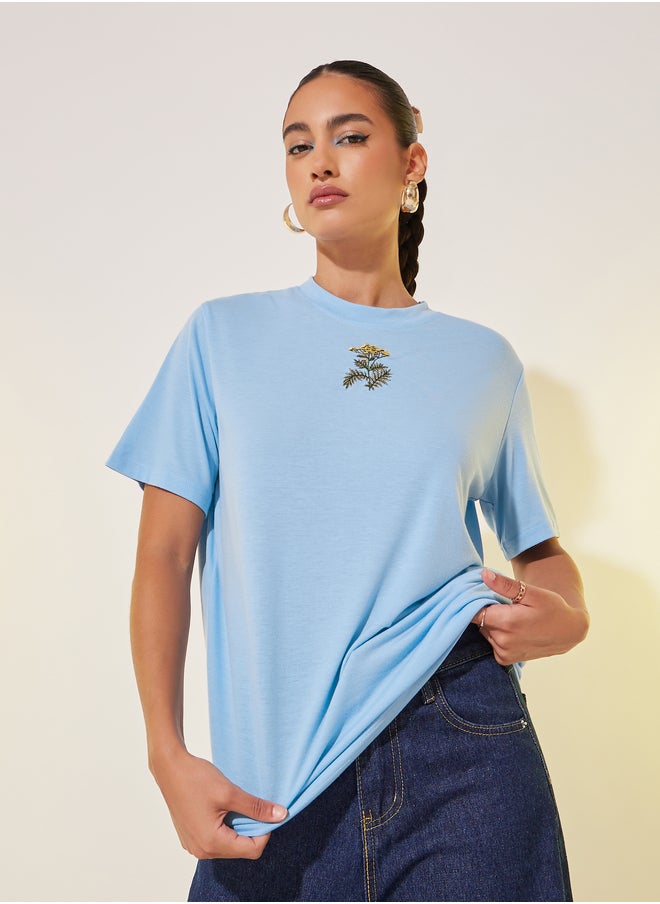 Take Two Embroidered Round Neck T-Shirt  - Image 3
