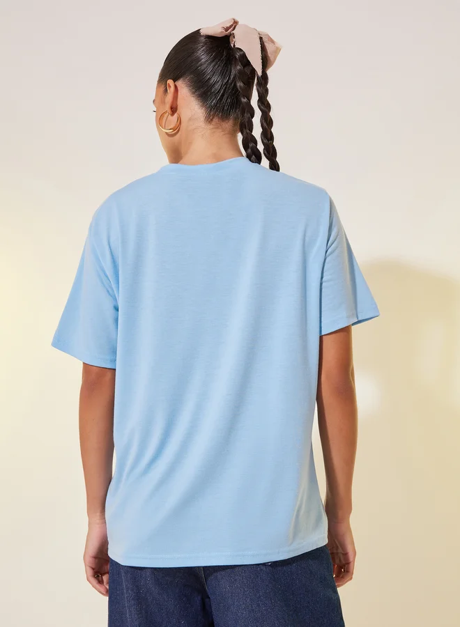Take Two Embroidered Round Neck T-Shirt