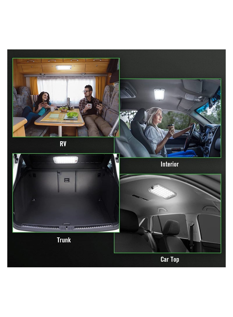 Excefore LED Interior Light 2PCS 10W 48 LED Universal Bright Interior Light with ON/OFF Switch for 12V-85V Car Van Truck Lorry Camper Boat Caravan Motorhome Dome Ceiling Light Ultra-thin Bright Crystal - Image 3