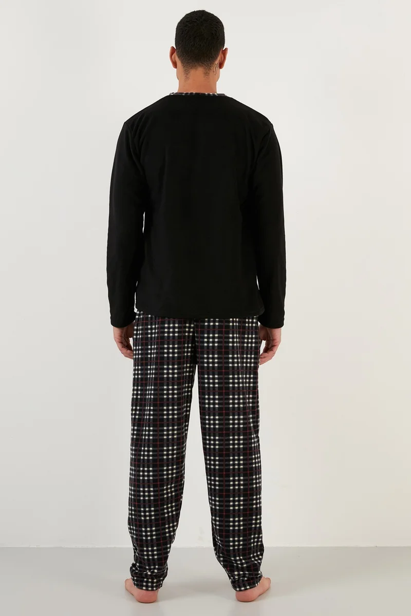 Buratti Regular Fit Crew Neck Winter Soft Textured Fleece Pajama Set Men's Pajama Set 6096100