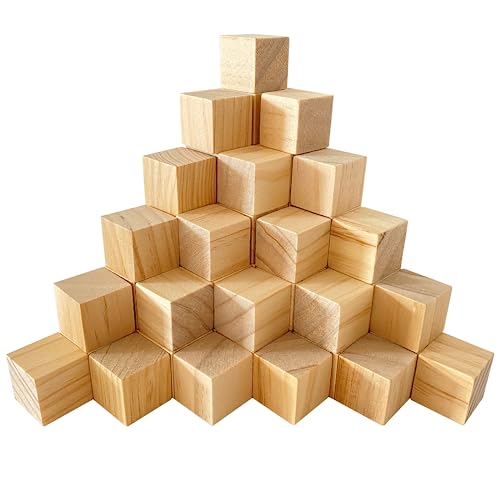 MUXGOA Unfinished Wooden Cubes,Pack of 50 Wood Blocks for Crafting,1 Inch Wood Square Blocks for Crafts Making & DIY Projects & Decor - Image 4