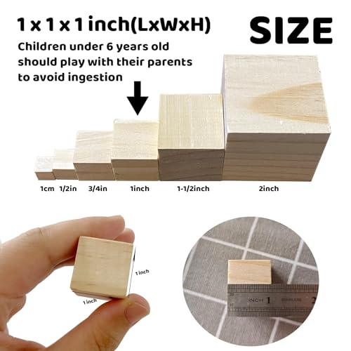 MUXGOA Unfinished Wooden Cubes,Pack of 50 Wood Blocks for Crafting,1 Inch Wood Square Blocks for Crafts Making & DIY Projects & Decor - Image 2