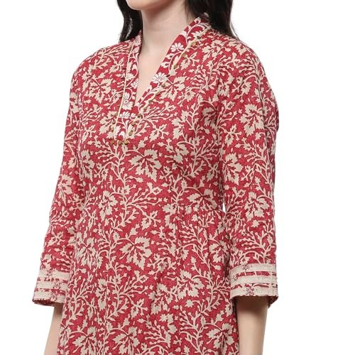 BIBA Women's Cotton Kurta Set (SKDJAPUD10878SS25RED_Red - Image 2