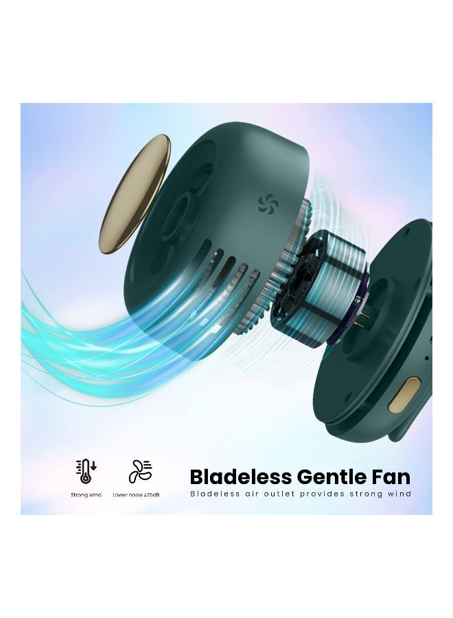 Mini Portable Fan, 360° Rotatable Small Personal Fan that Blow Cold Air with Clip Fan 3 Speeds, Portable USB Rechargeable Small Cooling Fan, Battery Powered Fan for Outdoor and Indoor (Green) - Image 3