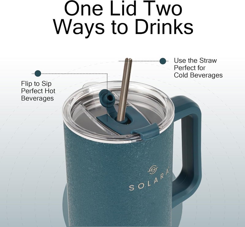 SOLARA Elixir 40oz Tumbler for Hot and Cold, 1200ml Insulated Tumbler with Lid, Stainless Steel Tumbler with Straw, Travel Tumbler, Coffee Mug for Office, Home, 1200ml, 40oz, Bezel - Image 2