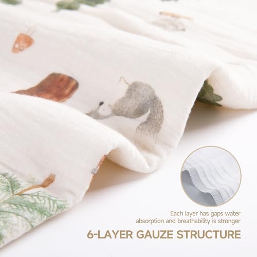 REMASS Toddler Bath Towel - Soft Muslin Baby Towel with Hood 25x51 Inches - Absorbent Hooded Bath Towel for Newborn, Infant & Toddler 0-4 Years - Cute Animal Beach Towel (Forest Squirrel) - Image 5
