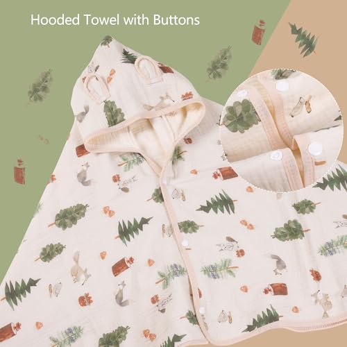 REMASS Toddler Bath Towel - Soft Muslin Baby Towel with Hood 25x51 Inches - Absorbent Hooded Bath Towel for Newborn, Infant & Toddler 0-4 Years - Cute Animal Beach Towel (Forest Squirrel) - Image 4