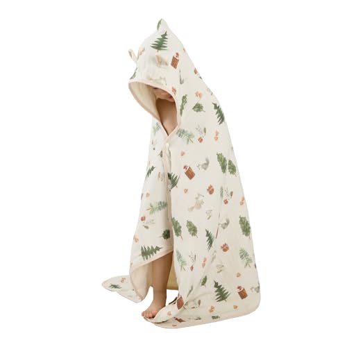REMASS Toddler Bath Towel - Soft Muslin Baby Towel with Hood 25x51 Inches - Absorbent Hooded Bath Towel for Newborn, Infant & Toddler 0-4 Years - Cute Animal Beach Towel (Forest Squirrel) - Image 1