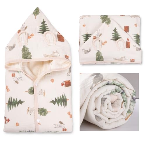 REMASS Toddler Bath Towel - Soft Muslin Baby Towel with Hood 25x51 Inches - Absorbent Hooded Bath Towel for Newborn, Infant & Toddler 0-4 Years - Cute Animal Beach Towel (Forest Squirrel) - Image 3