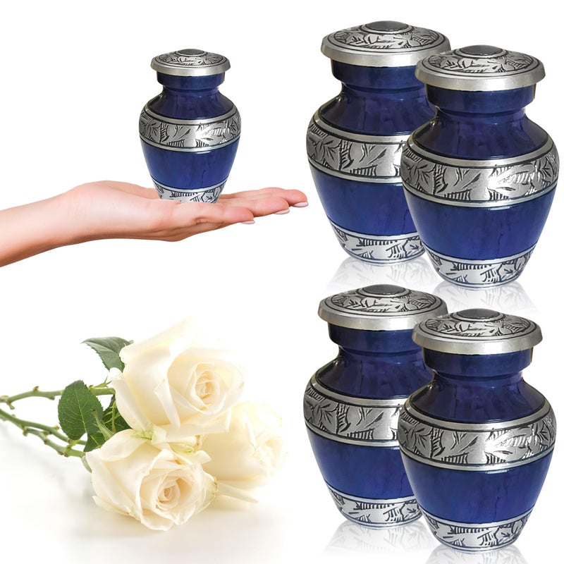 Simcs Handicrafts 4 Pcs Purple Small Keepsake Cremation Urns for Human Ashes Adult for Both Male and Female  Mom Dad Son Women Men Mini Urns Funeral Small Earns for Ashes with Velvet Bags 3 Inch Size - Image 1