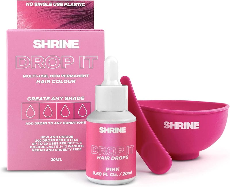 Shrine Drop It Hair Dye Kit SemiPermanent Hair Color Create Any Shade From Pastel to Vibrant 200 Drops Per Bottle MultiUse Vegan Cruelty Free PINK