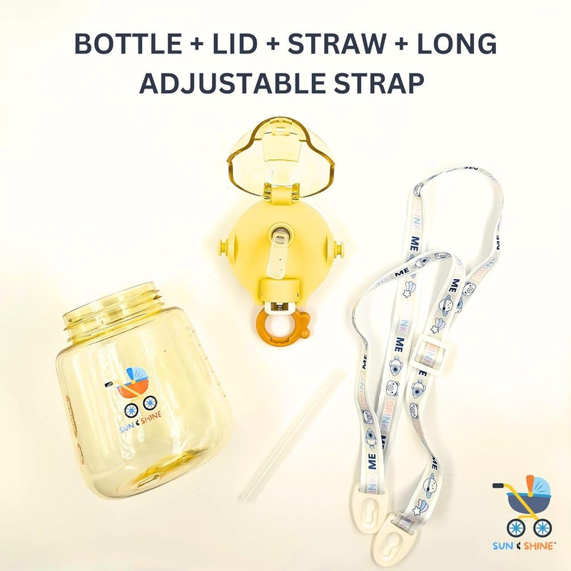 SUN SHINE | Sipper Water Bottle for School Kids | Boys and Girls with Straw | Leak Proof, BPA Free | 2-5 years | 500 ml bottle | Cute and Durable School Water Bottle (Bright Yellow, 500 ml) - Image 5
