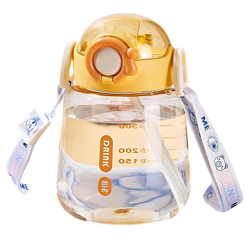 SUN SHINE | Sipper Water Bottle for School Kids | Boys and Girls with Straw | Leak Proof, BPA Free | 2-5 years | 500 ml bottle | Cute and Durable School Water Bottle (Bright Yellow, 500 ml) - Image 1