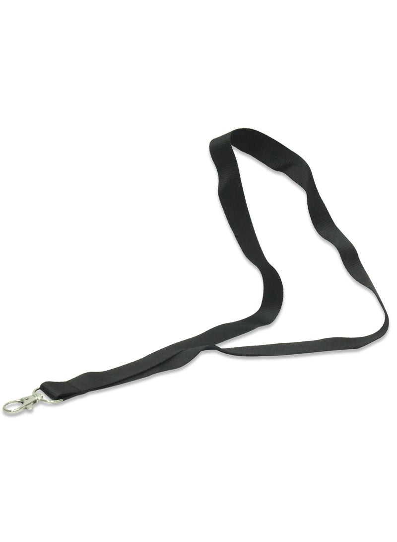 FIS Pack of 50 Pieces Flat Lanyard Badge Holder With Hook Black - Image 1