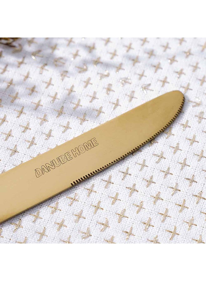 DANUBE HOME Pvd Lotus 2-Pc Dinner Knife – Premium Stainless Steel Knives with Elegant Design, Durable Flatware for Cutting, Dining, Restaurants & Home Use 21x1.8 Cm Gold - Image 3
