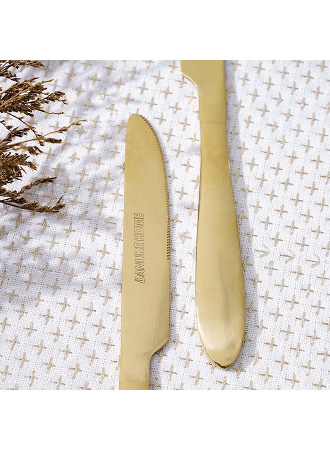 DANUBE HOME Pvd Lotus 2-Pc Dinner Knife – Premium Stainless Steel Knives with Elegant Design, Durable Flatware for Cutting, Dining, Restaurants & Home Use 21x1.8 Cm Gold - Image 4