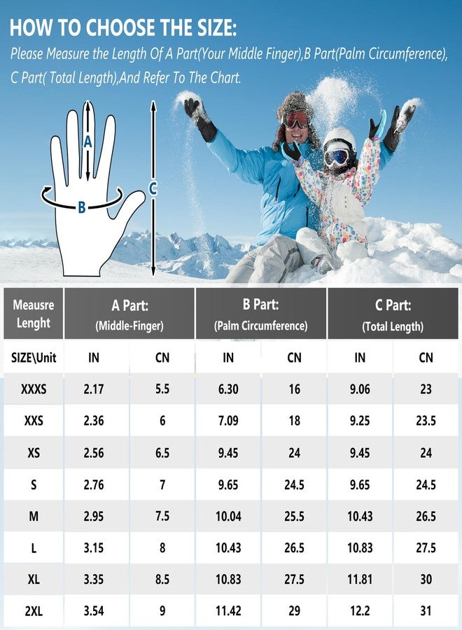 Odtmger Ski Gloves, Winter Gloves,Winter Waterproof Ski Gloves, Warm and Breathable Snow Gloves, Suitable for Outdoor Sports of Boys and Girls in Cold Winter - Image 5