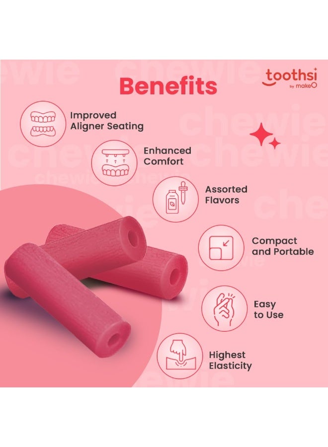 Toothsi أداة Toothsi Chewie لتثبيت التقويم الشفاف | أداة تثبيت بنكهة الفراولة | مقاس 2 سم | مصنوعة من بوليمر الستيرين (بلاستيك ناعم) | أداة ناعمة وقابلة لإعادة الاستخدام | آمنة وصحية وسهلة الاستخدام - Image 4