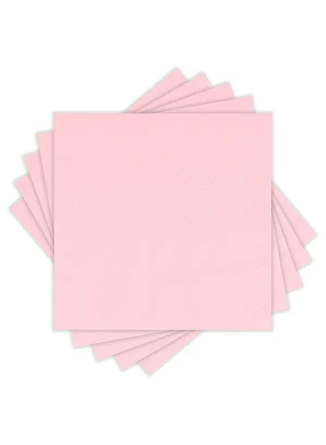 40 قطعة مناديل ورقية وردية مربعة الشكل من طبقتين مقاس 13 × 13 بوصة متينة للحفلات والأعراس - Image 2