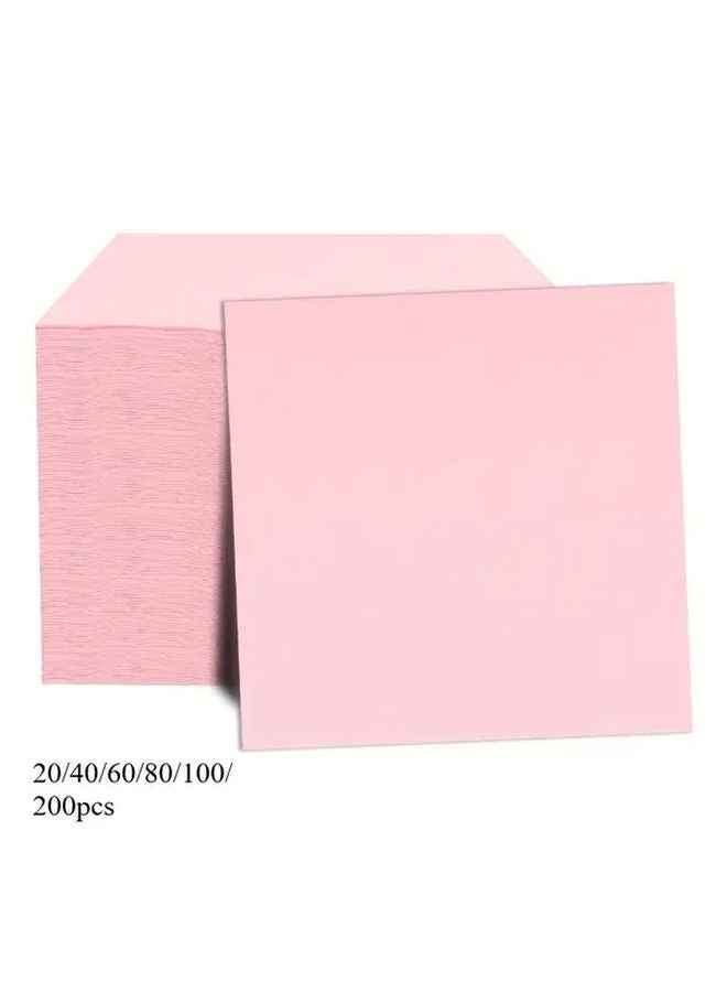 40 قطعة مناديل ورقية وردية مربعة الشكل من طبقتين مقاس 13 × 13 بوصة متينة للحفلات والأعراس - Image 1
