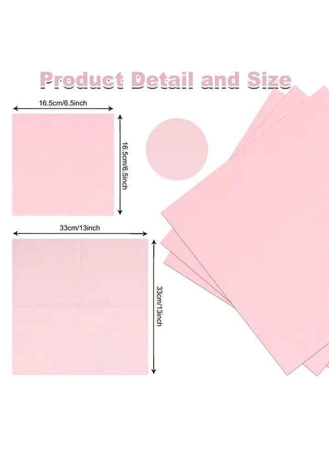 40 قطعة مناديل ورقية وردية مربعة الشكل من طبقتين مقاس 13 × 13 بوصة متينة للحفلات والأعراس - Image 3