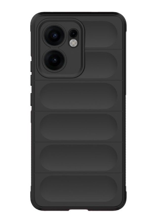 for OPPO Reno13F 5G Case Cover, Heavy Duty 4D Striped Pattern Sensory Soft Silicone Full Portection Shockproof Phone Case for OPPO Reno13F 5G, Black  - Image 1