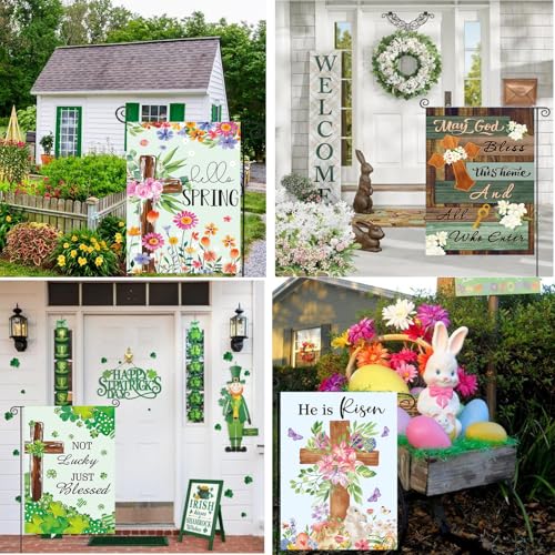 CDLong Christian Seasonal Garden Flags Set of 12 Double Sided 12 x 18 Inch Cross Yard Flags, Small Flags for Outside, Fall Winter Easter Christmas Outdoor Flags, Holiday Garden Flags for All Seasons ﻿ - Image 5