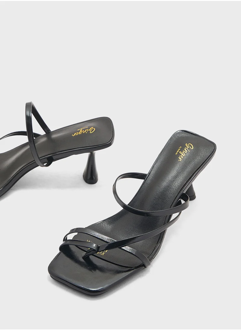 Ginger Square Toe Barely There Heel Sandal