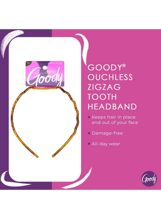 Goody Ouchless Headband For All Hair Types Zigzag Tooth Comfort Fit For Allday Wear Beautiful Design For Instant Style Painfree Hair Accessories For Women Men Boys & Girls - Image 2