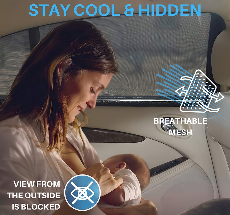 Qualizzi XL/Car Window Shades for SUVs (10 Sizes) - Breathable Stretchy Mesh Screens for Baby, Sun, Heat, Bug & Privacy Protection, Ideal for Camping Adventures, 2-Pack by Qualizzi - Image 3