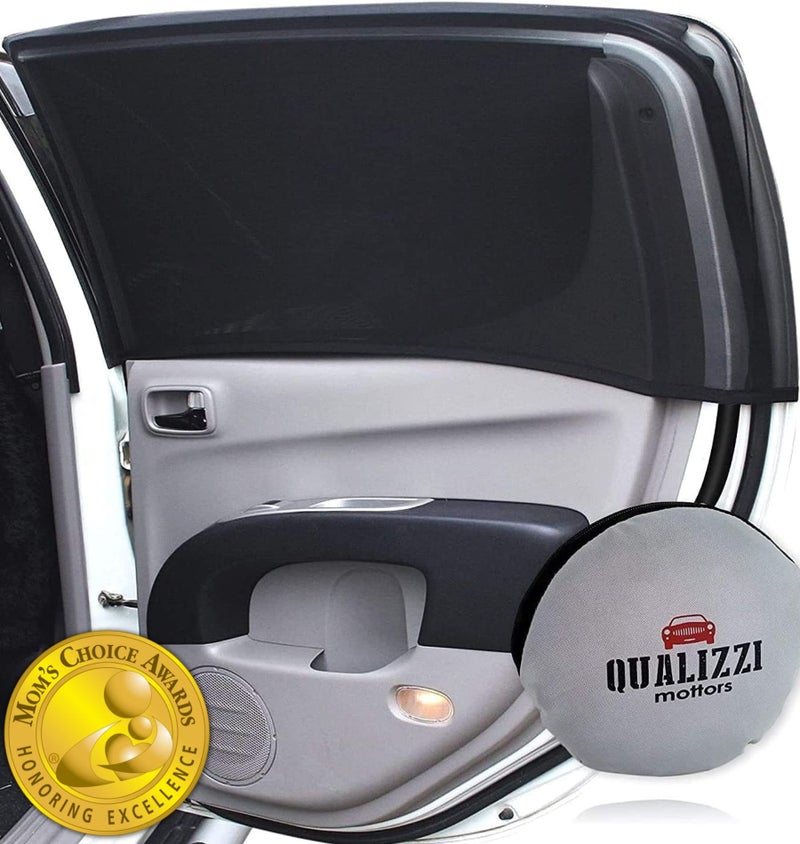 Qualizzi XL/Car Window Shades for SUVs (10 Sizes) - Breathable Stretchy Mesh Screens for Baby, Sun, Heat, Bug & Privacy Protection, Ideal for Camping Adventures, 2-Pack by Qualizzi - Image 1