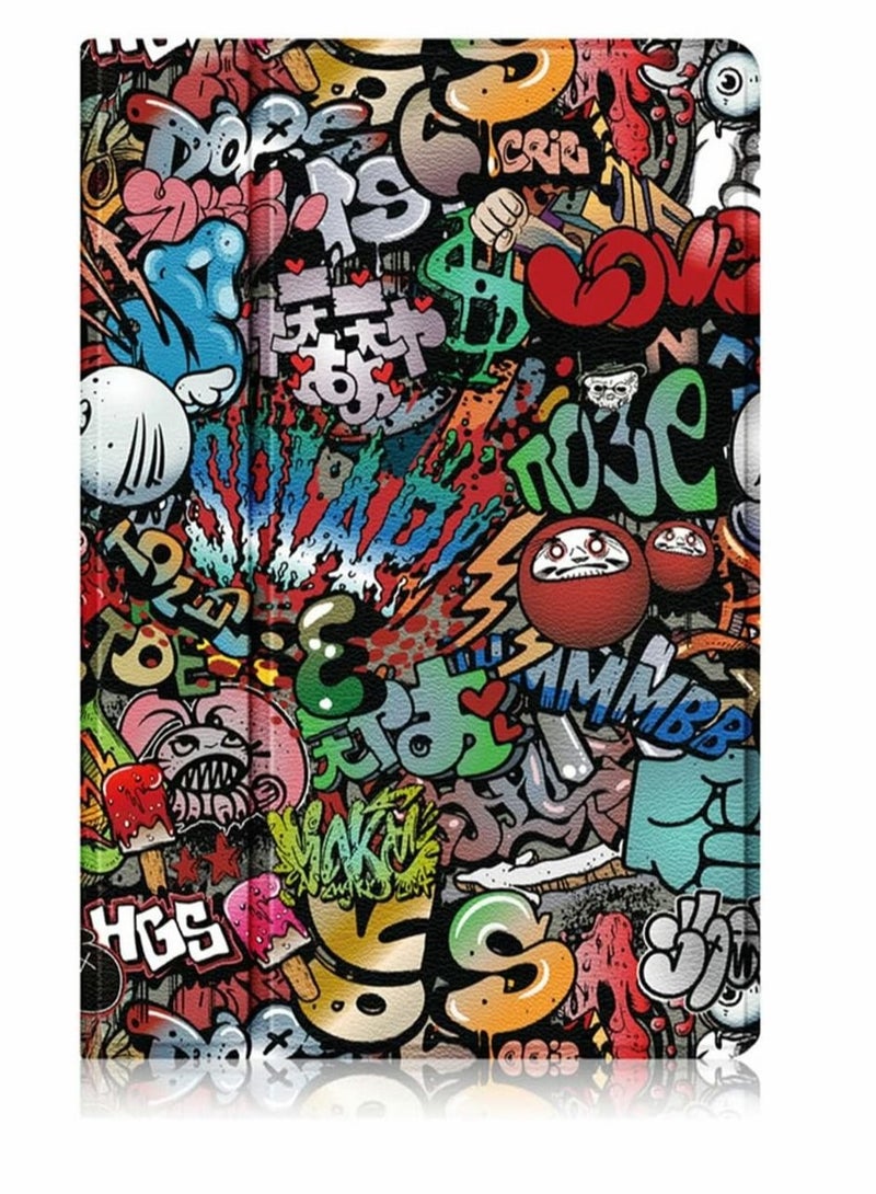 Captaintech Case for Xiaomi Mi Pad 5 case Pro Elastic Strap Pen Holder Stand Auto Sleep Wake Up Function Cover PU Leather Tablet Cases Graffiti