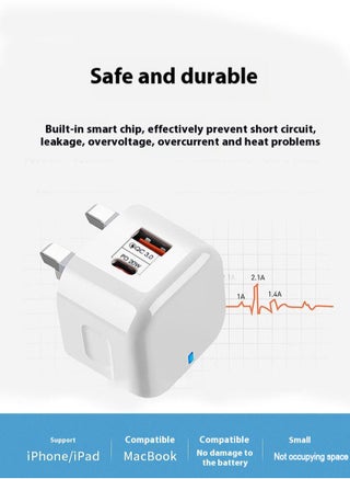 20W Type C Fast Charger, Mini USB C Wall Charger Block with QC3.0 USB A Port, White UK Plug Universal Phone Charger for iPhone 16/15/14/13/12, Samsung S25/S24, Huawei, iPad, AirPods & More - view 5