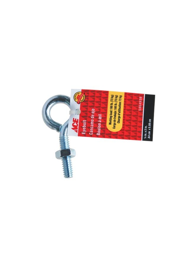 ACE Sturdy Zinc Plated Galvanized Steel Eye Bolt Silver 1/4 x 2inch TSRC-141 