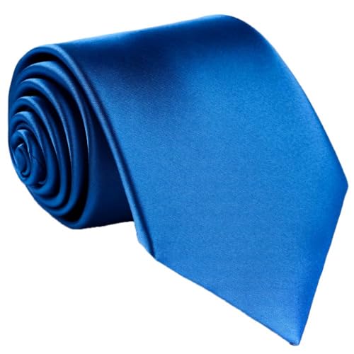 fortunatever Men's Handmade Satin Extra Long Necktie,Royal Blue Solid Tie With Gift Box - Image 5