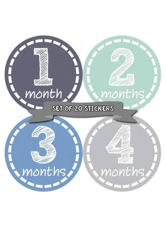 Months In Motion Baby Monthly Stickers Baby Milestone Stickers Newborn Boy Stickers Month Stickers For Baby Boy Baby Boy Stickers Newborn Monthly Milestone Stickers (20 Count) - Image 1