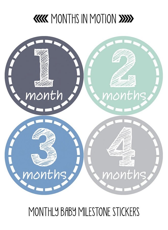 Months In Motion Baby Monthly Stickers Baby Milestone Stickers Newborn Boy Stickers Month Stickers For Baby Boy Baby Boy Stickers Newborn Monthly Milestone Stickers (20 Count) - Image 3
