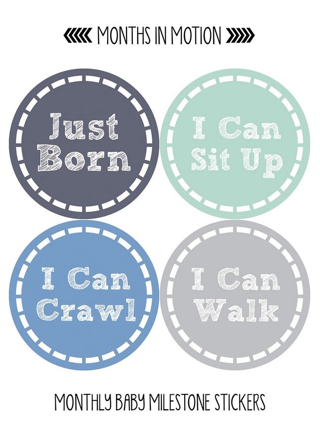 Months In Motion Baby Monthly Stickers Baby Milestone Stickers Newborn Boy Stickers Month Stickers For Baby Boy Baby Boy Stickers Newborn Monthly Milestone Stickers (20 Count) - Image 2