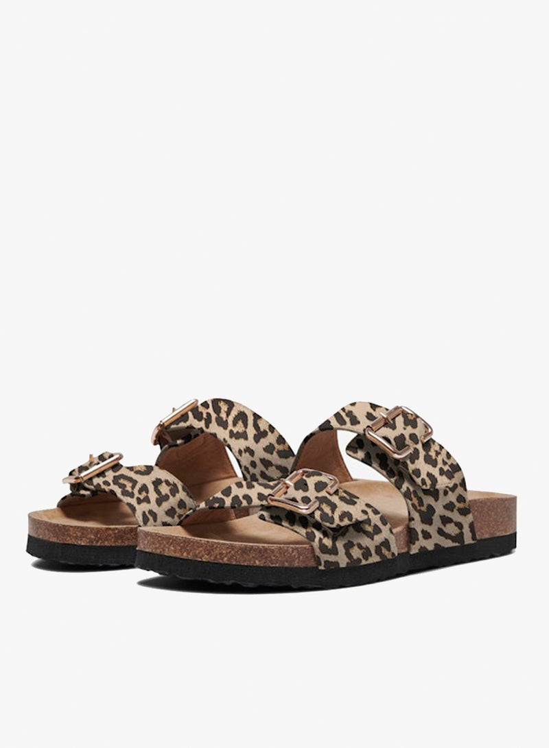 ONLY Leopard Print Buckle Straps Slip On Sandals - Image 3