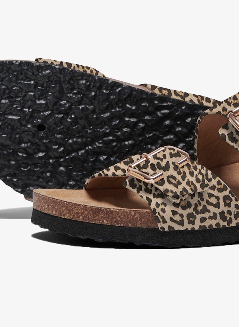 ONLY Leopard Print Buckle Straps Slip On Sandals - Image 5