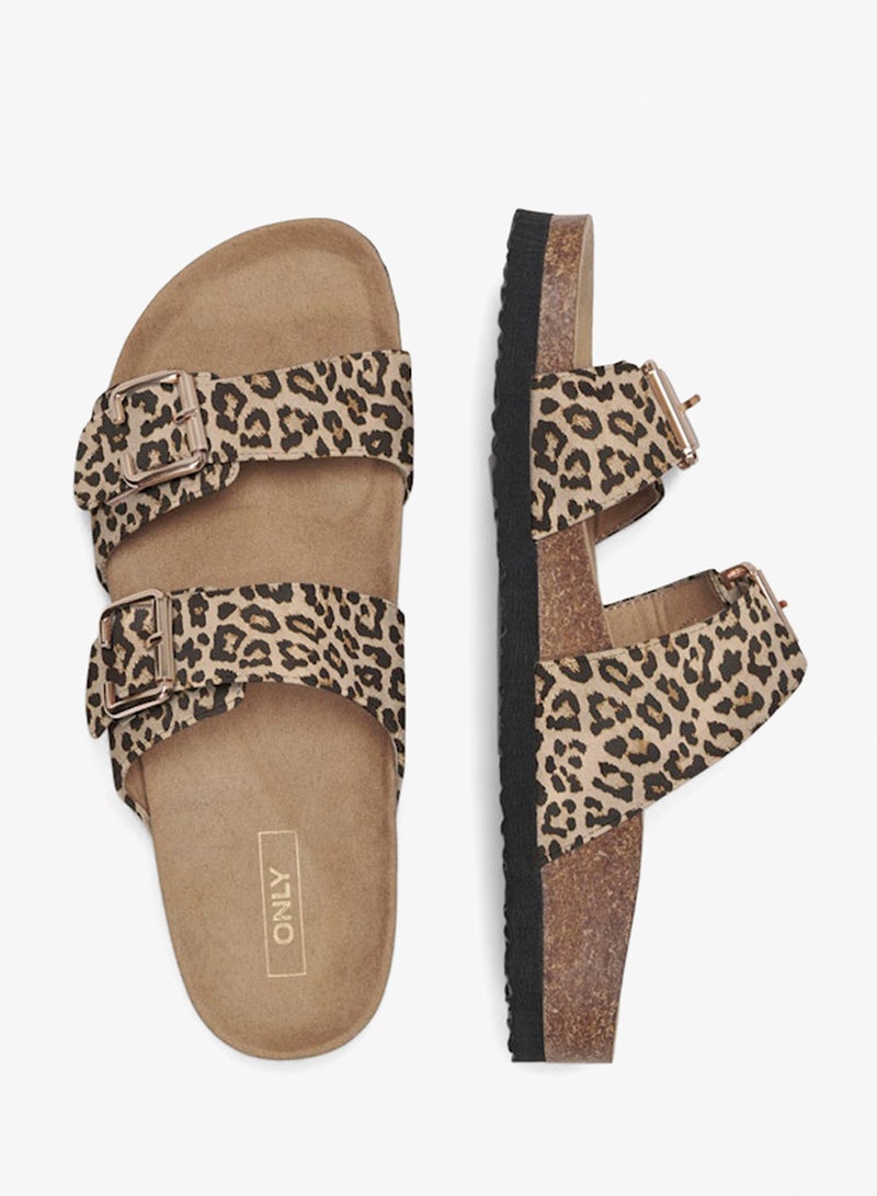 ONLY Leopard Print Buckle Straps Slip On Sandals - Image 4