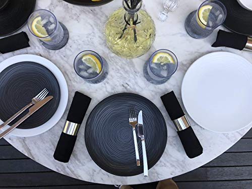 Bzyoo 12 Piece Melamine Dinnerware Set - Durable, Dishwasher Safe Organica Black Plates and Bowls Sets Casual Dish Set for Dining, Outdoor and Kitchen - Image 4