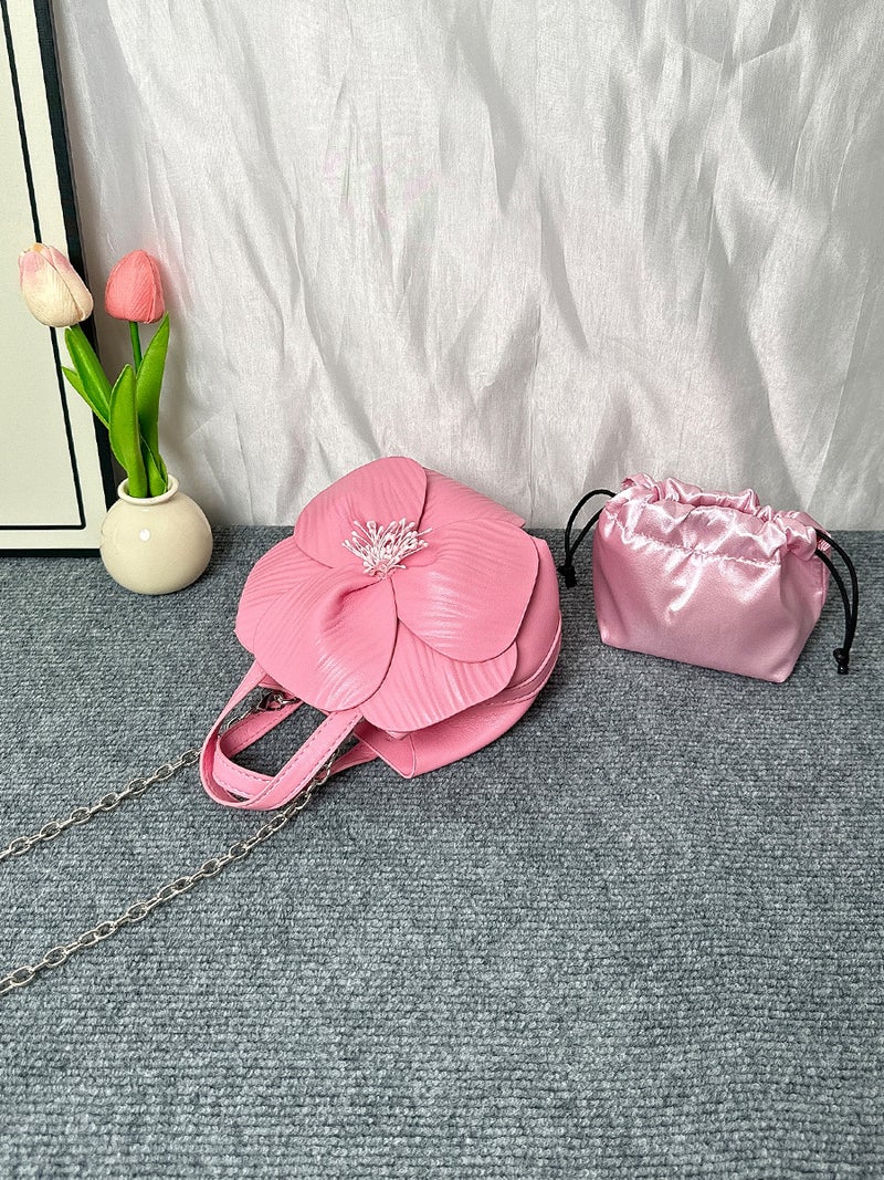 24 Early Spring New Women'S Bag French Petal Flower Tote Bag Creative Flower Handbag Shoulder Crossbody Chain Bag - Image 4