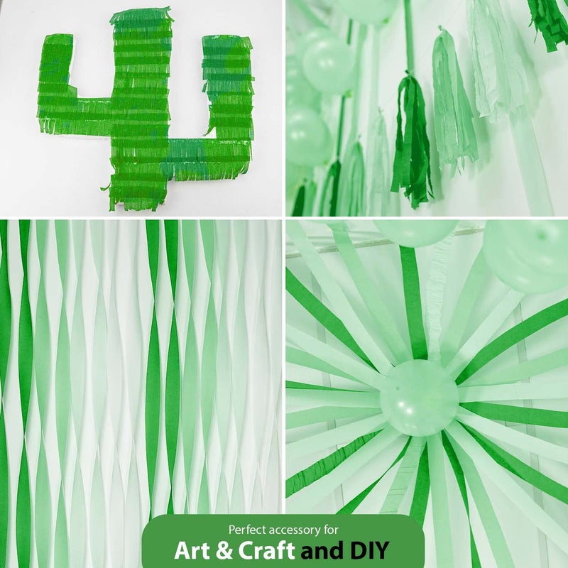Captain Decor Captain DÃ©cor 8 Green Streamers with White, 656ft Pack of Green Crepe Paper Roll for Party Decorations, Party Streamers for Birthday Decorations (1.8 inch x 82 ft/Roll) - Image 5